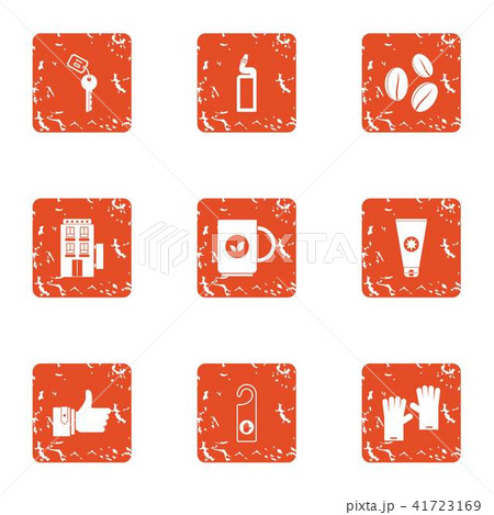 Guesthouse industry icons set, grunge style Guesthouse industry icons set, grunge style 41723169