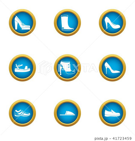 Walking shoes icons set, flat style 41723459