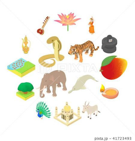 India icons set, isometric 3d style 41723493