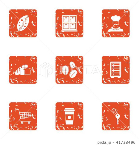 Restaurant place icons set, grunge style Restaurant place icons set, grunge style 41723496