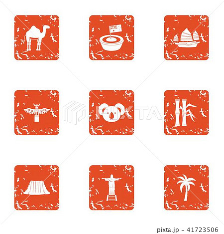 American continent icons set, grunge style 41723506