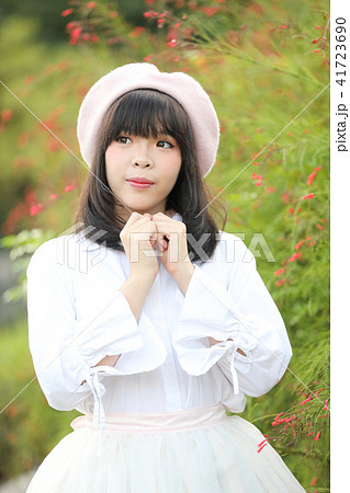 portrait asian woman lolita dress on nature park portrait asian woman lolita dress on nature park 41723690