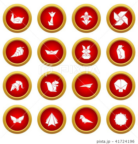 Origami icons set, simple style Origami icons set, simple style 41724196