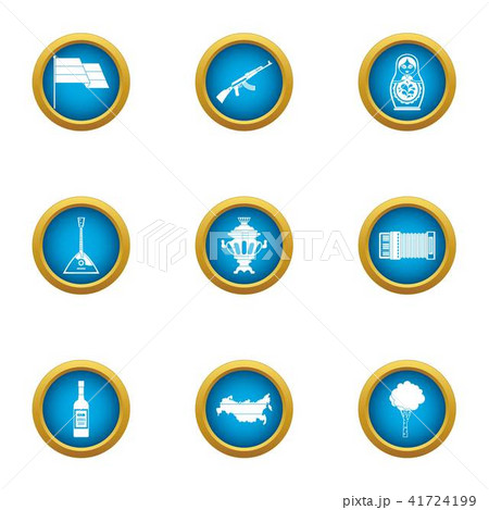 Russian style icons set, flat style Russian style icons set, flat style 41724199