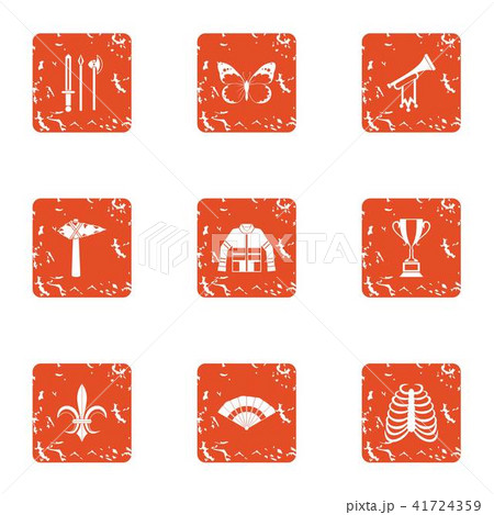 Medieval romanticism icons set, grunge style 41724359