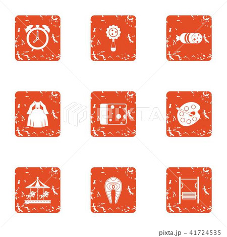 Child hobby icons set, grunge style Child hobby icons set, grunge style 41724535