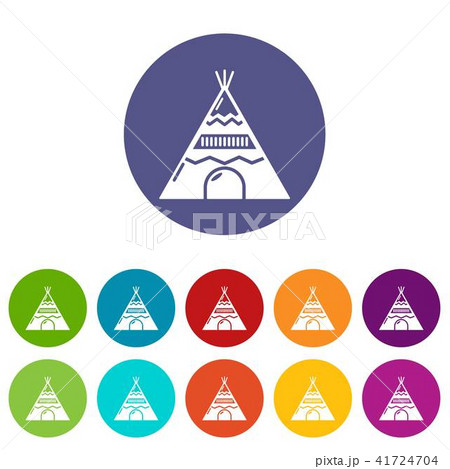 Indian tent icons set vector color 41724704