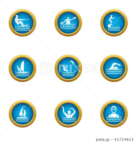 Swimming in water icons set, flat style Swimming in water icons set, flat style 41724813