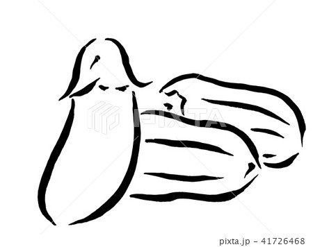 夏野菜　筆で描くやさい　和のイラスト　ナス 　ピーマン 41726468