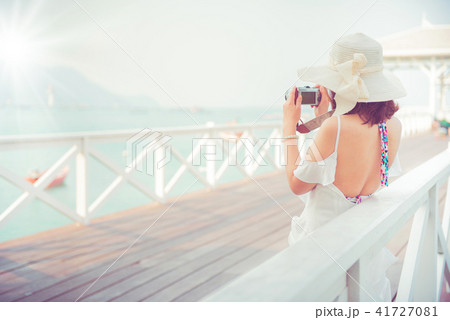 Women travel alone at the sea and beach on Summer Women travel alone at the sea and beach on Summer 41727081