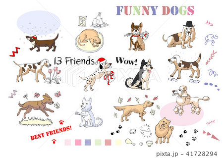 Funny Dogs Sketches Set. Hand drawn illustration Funny Dogs Sketches Set. Hand drawn illustration 41728294