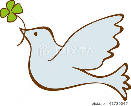 四つ葉のクローバーを加える鳩のイラスト素材 41729047 Pixta
