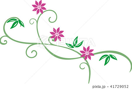 花とつるの植物模様のイラスト素材