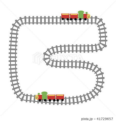 線路と電車のイラスト素材