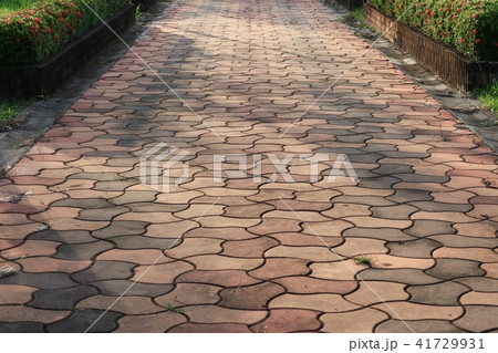 Stone block walk path in the park 41729931