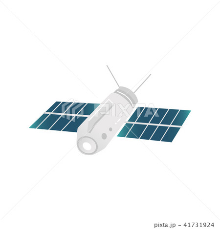 Vector cartoon satellite with solar battery icon 41731924