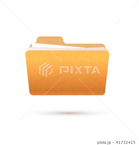 Bright yellow realistic open folder with documents, icon isolated on white Bright yellow realistic open folder with documents, icon isolated on white 41732425