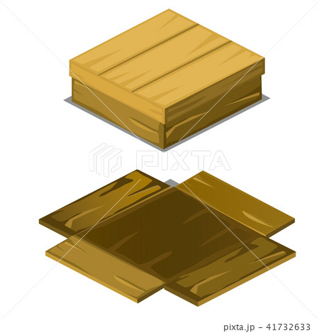 Wooden box fell apart on the boards isolated on white background. Vector cartoon close-up Wooden box fell apart on the boards isolated on white background. Vector cartoon close-up 41732633