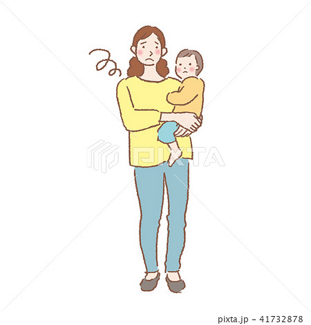 親子 赤ちゃん 抱っこ イラストのイラスト素材