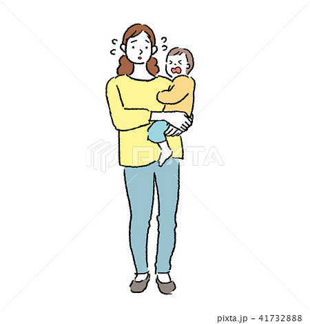 赤ちゃん 抱っこ 母親 イラストのイラスト素材