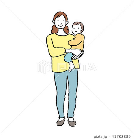 親子 イラスト 抱っこ 育児のイラスト素材