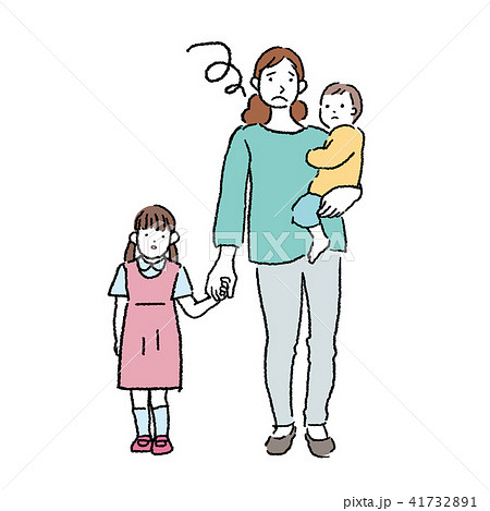手をつなぐ 親子 赤ちゃん 抱っこ イラストのイラスト素材