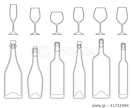 ワインボトル グラスのイラスト素材 41732984 Pixta