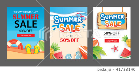 Summer sale banner templates. Paper art and craft  41733140