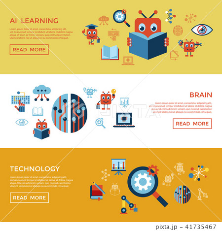 Artificial intelligence self learning icon set Artificial intelligence self learning icon set 41735467
