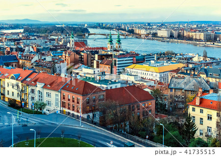 City and Danube River at sunset City and Danube River at sunset 41735515