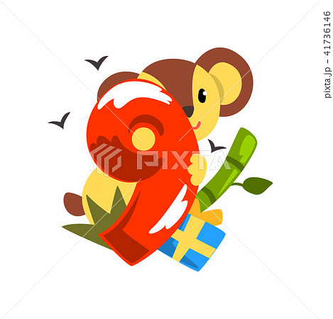 Sweet coala bear and number nine, Happy birthday, anniversary number with cute animal character 41736146