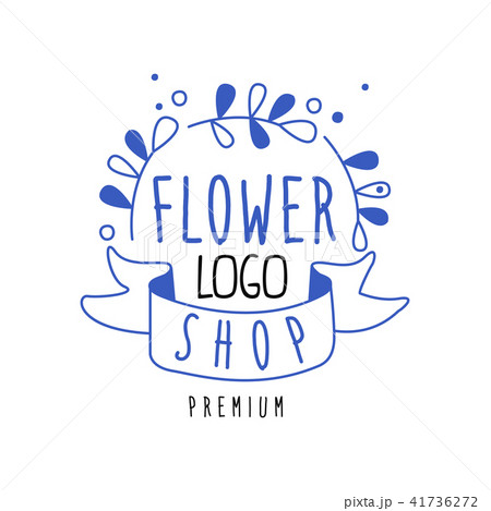 Flower shop logo premium, design element for floral boutique or florists hand drawn vector 41736272