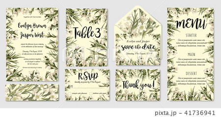 vector cute set of wedding invitation templates  41736941