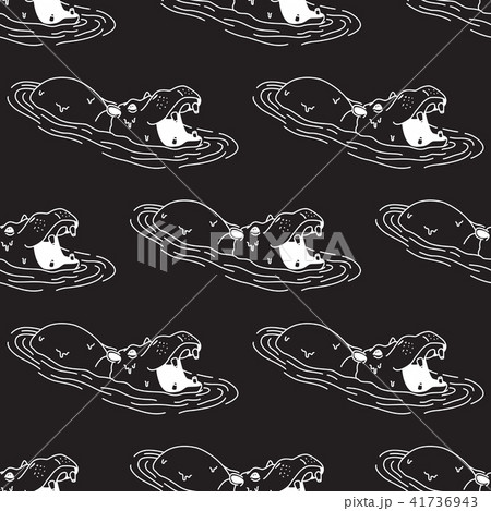 hippopotamus Hippo Seamless Pattern Vector black hippopotamus Hippo Seamless Pattern Vector black 41736943