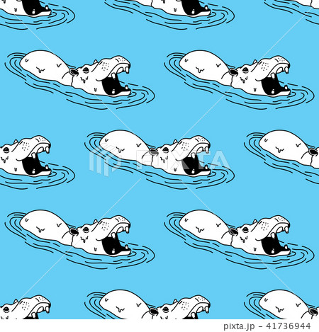 hippopotamus Hippo Seamless Pattern Vector blue 41736944