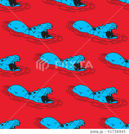 hippopotamus Hippo Seamless Pattern Vector red 41736945