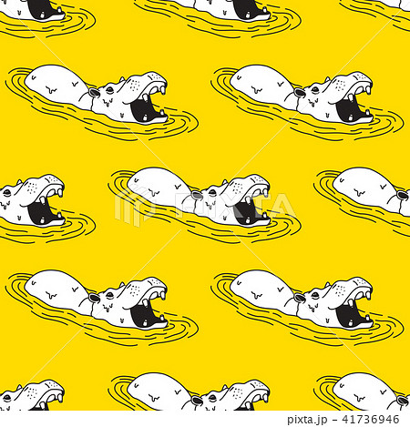 hippopotamus Hippo Seamless Pattern Vector yellow 41736946