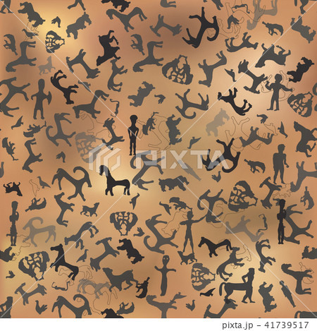 Ancient ornament tile pattern. Cave animal decor 41739517