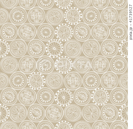 Floral line tiled pattern Oriental circle ornament 41739527