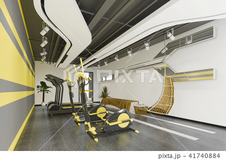 3d rendering modern yellow gym and fitness 3d rendering modern yellow gym and fitness 41740884