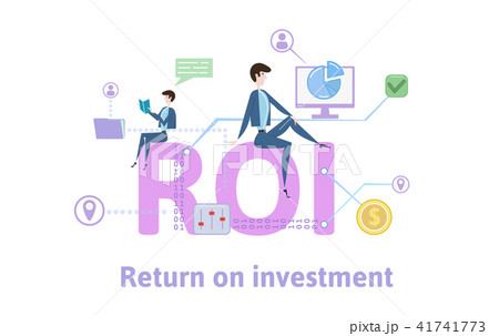 ROI, Return On Investment. Concept table with keywords, letters and icons. Colored flat vector 41741773