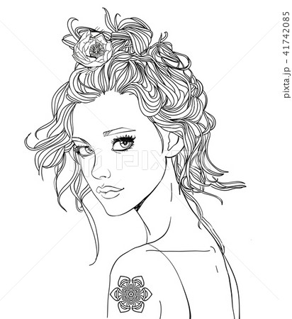 portrait of a young woman with long hair 41742085