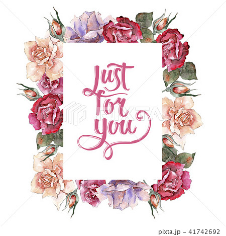 Colorful roses. Floral botanical flower. Frame border ornament square. Colorful roses. Floral botanical flower. Frame border ornament square. 41742692