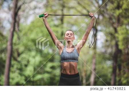 Calm woman is enjoying connection with environment 41743021