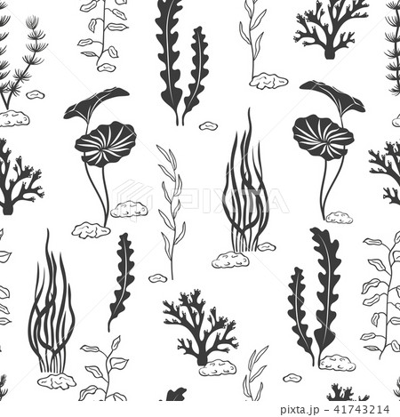 Seamless Pattern With Corals Seaweedsのイラスト素材