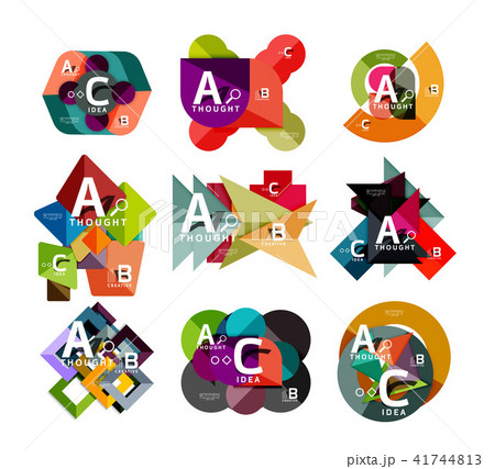 Collection of paper geometric infographics, a b c process options, presentation layouts 41744813