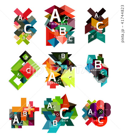 Collection of paper geometric infographics, a b c process options, presentation layouts Collection of paper geometric infographics, a b c process options, presentation layouts 41744823