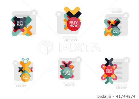 Set of flat design geometric stickers and labels, price tags, offer promotion badges, icon designs Set of flat design geometric stickers and labels, price tags, offer promotion badges, icon designs 41744874