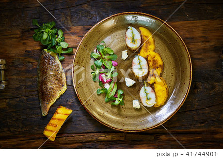 The fish fillet with green asparagus. Shallow dof. 41744901