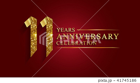 11 years anniversary ribbon golden number. 11 years anniversary ribbon golden number. 41745186